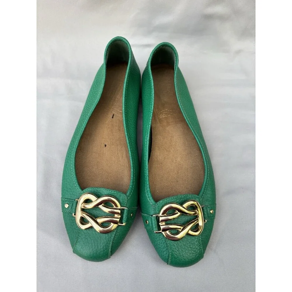 Aerosoles Big Bet Ballet Flats Shoes Women’s 9.5 M Pink Faux Leather Gold Buckle
